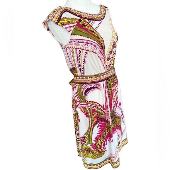 Dress Barn abstract print embellished dress with tie back polyester/spandex sz 4 - Picture 9 of 9